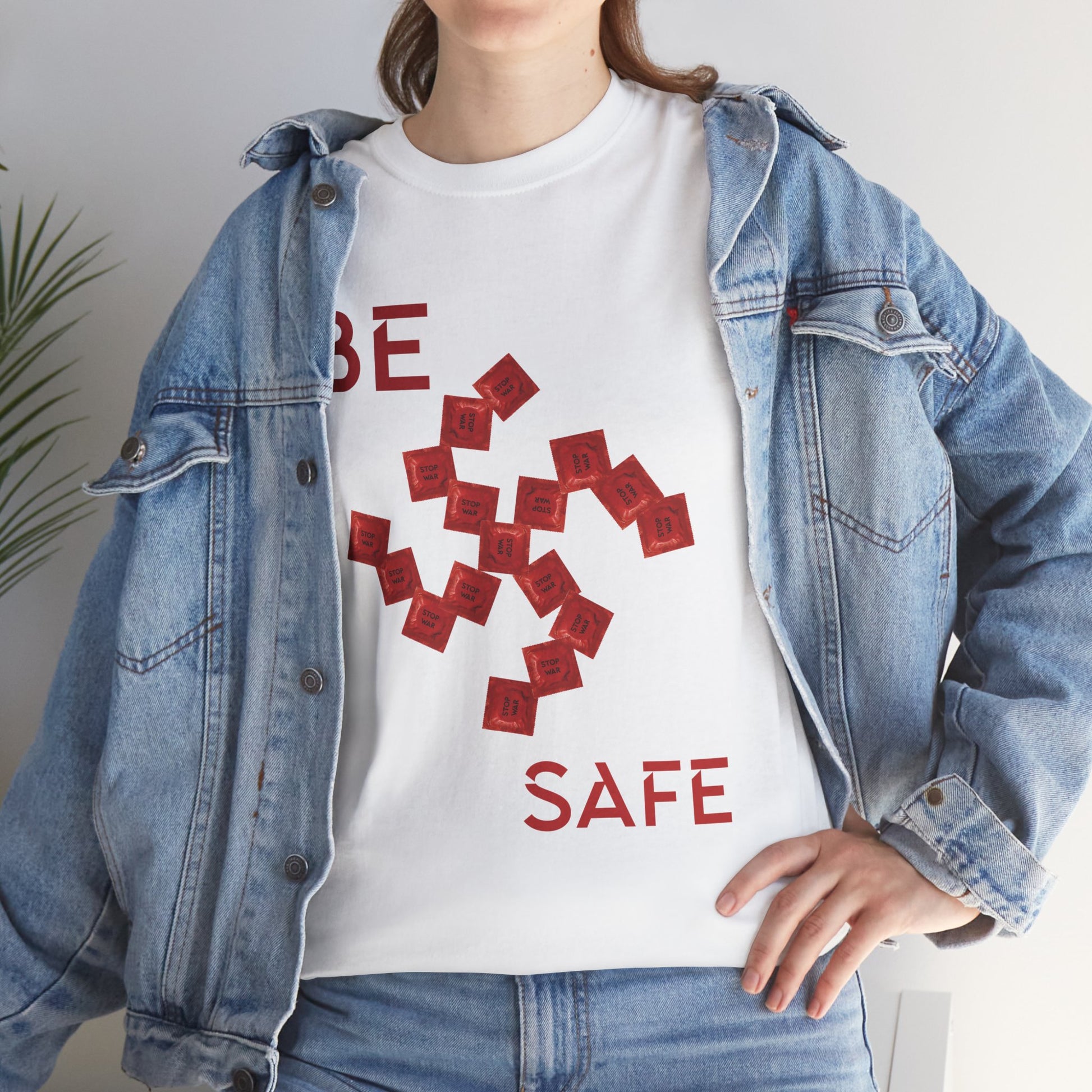 Unisex Heavy Cotton Tee: Be Safe Graphic Tee, Casual Wear, Streetwear, Gift for Him/Her, Everyday Comfort, Unique Style